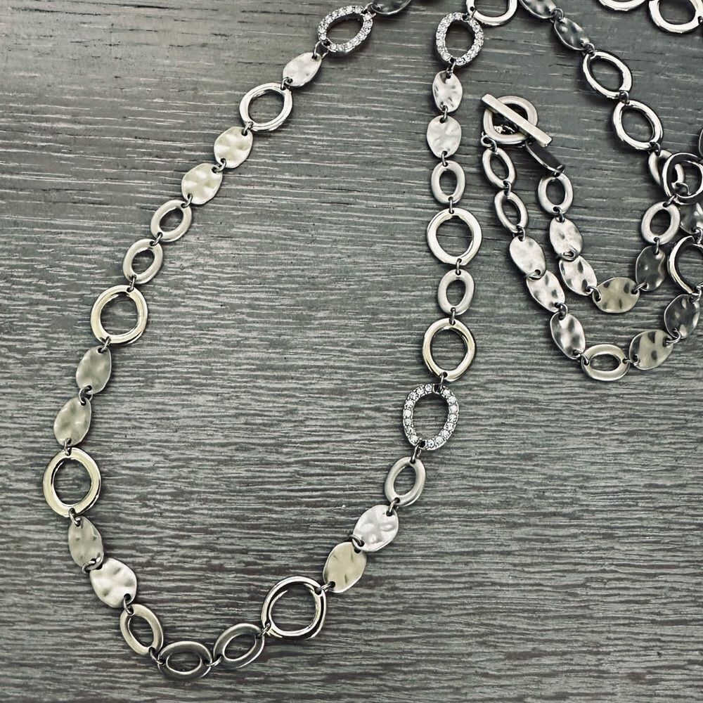 Gold Crystal Circles Long Necklace